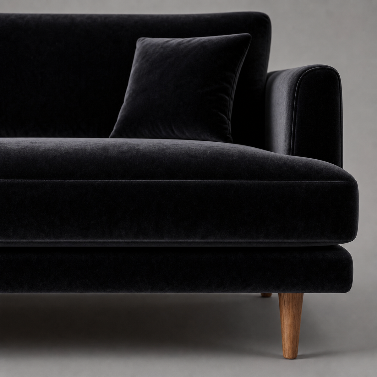 Meadow Chaise Lounge Black Velvet - Detail Close-up - Vibe Sofas Australia