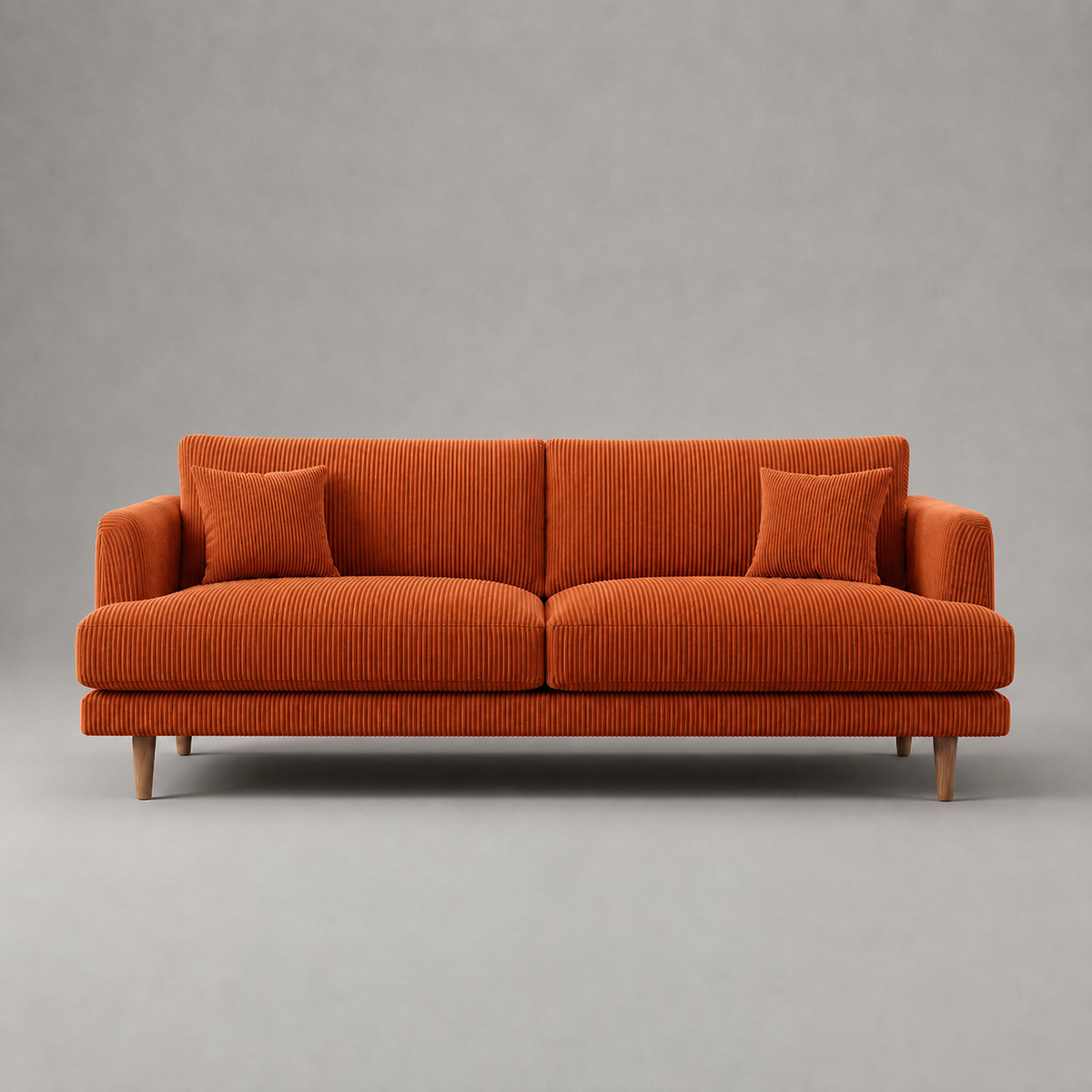 Meadow Chaise Lounge Burnt Orange Corduroy - Front View - Vibe Sofas Australia