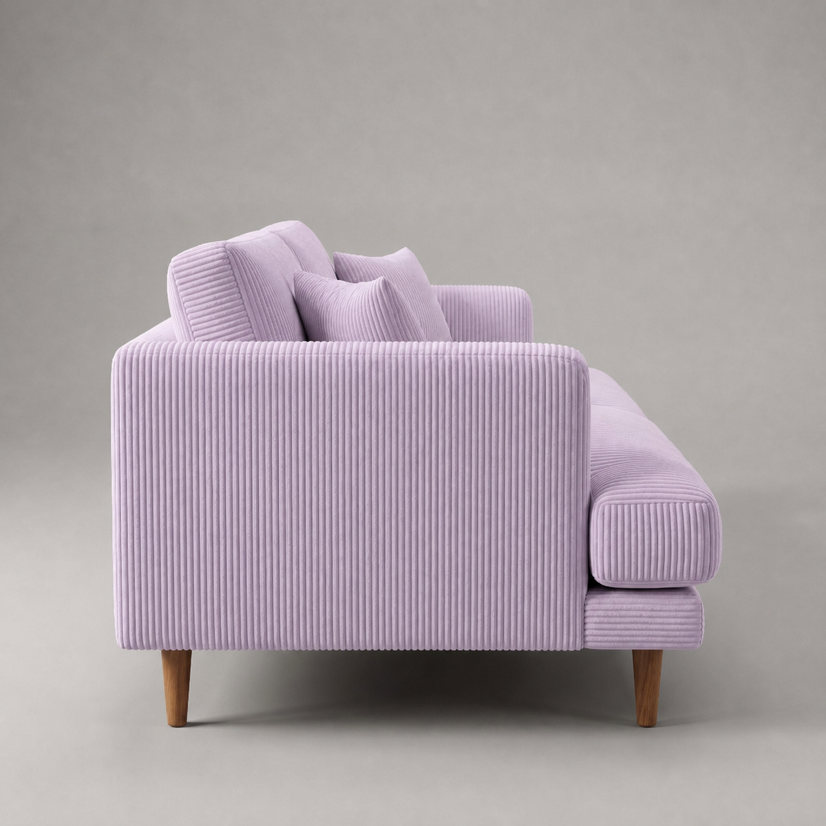 Meadow Chaise Lounge Lilac Corduroy - Side Profile View - Vibe Sofas Australia