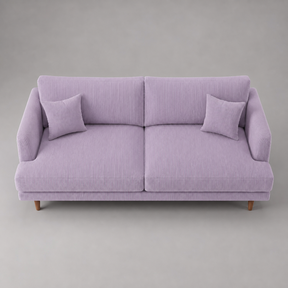 Meadow Chaise Lounge Lilac Corduroy - Elevated Front View - Vibe Sofas Australia