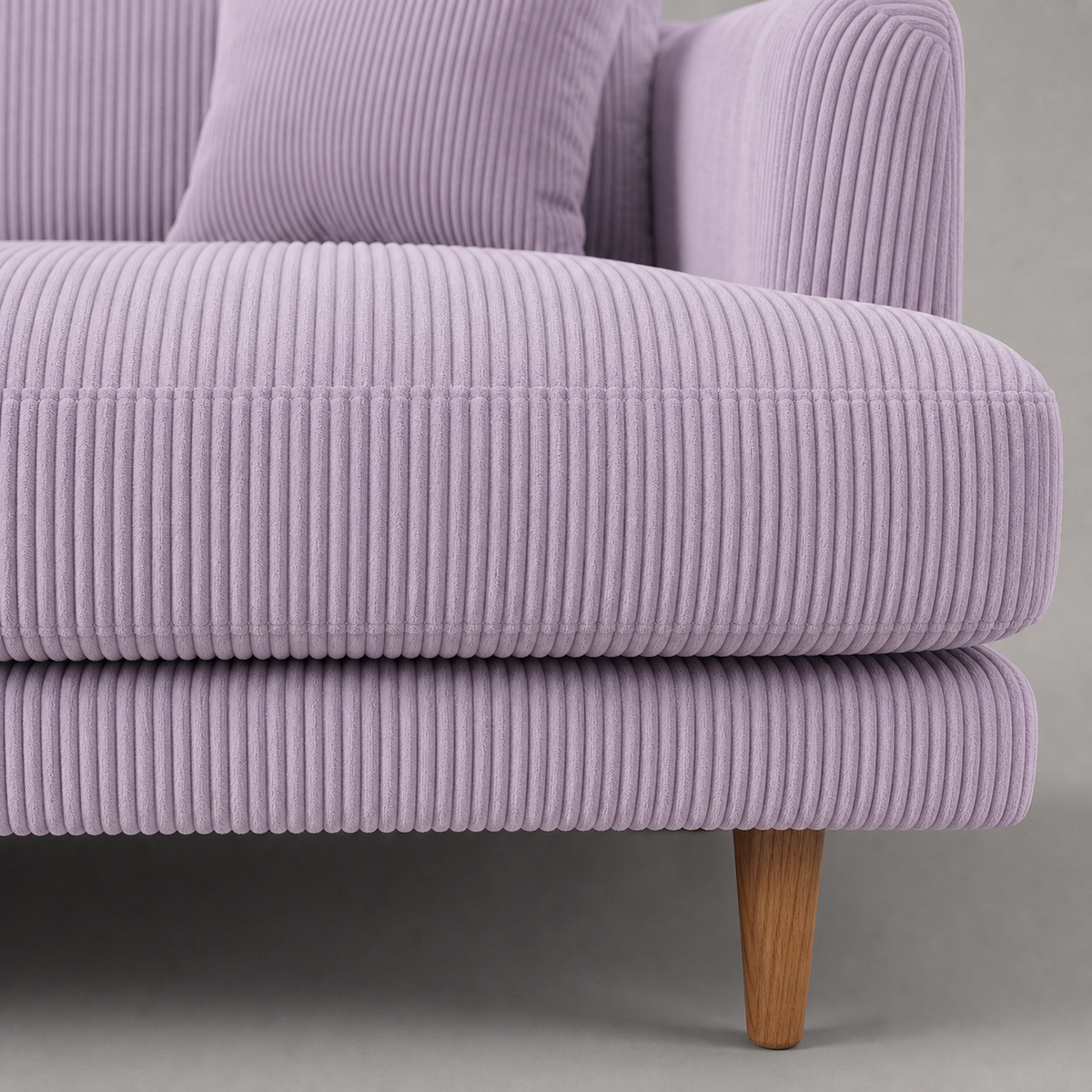 Meadow Chaise Lounge Lilac Corduroy - Detail Close-up - Vibe Sofas Australia