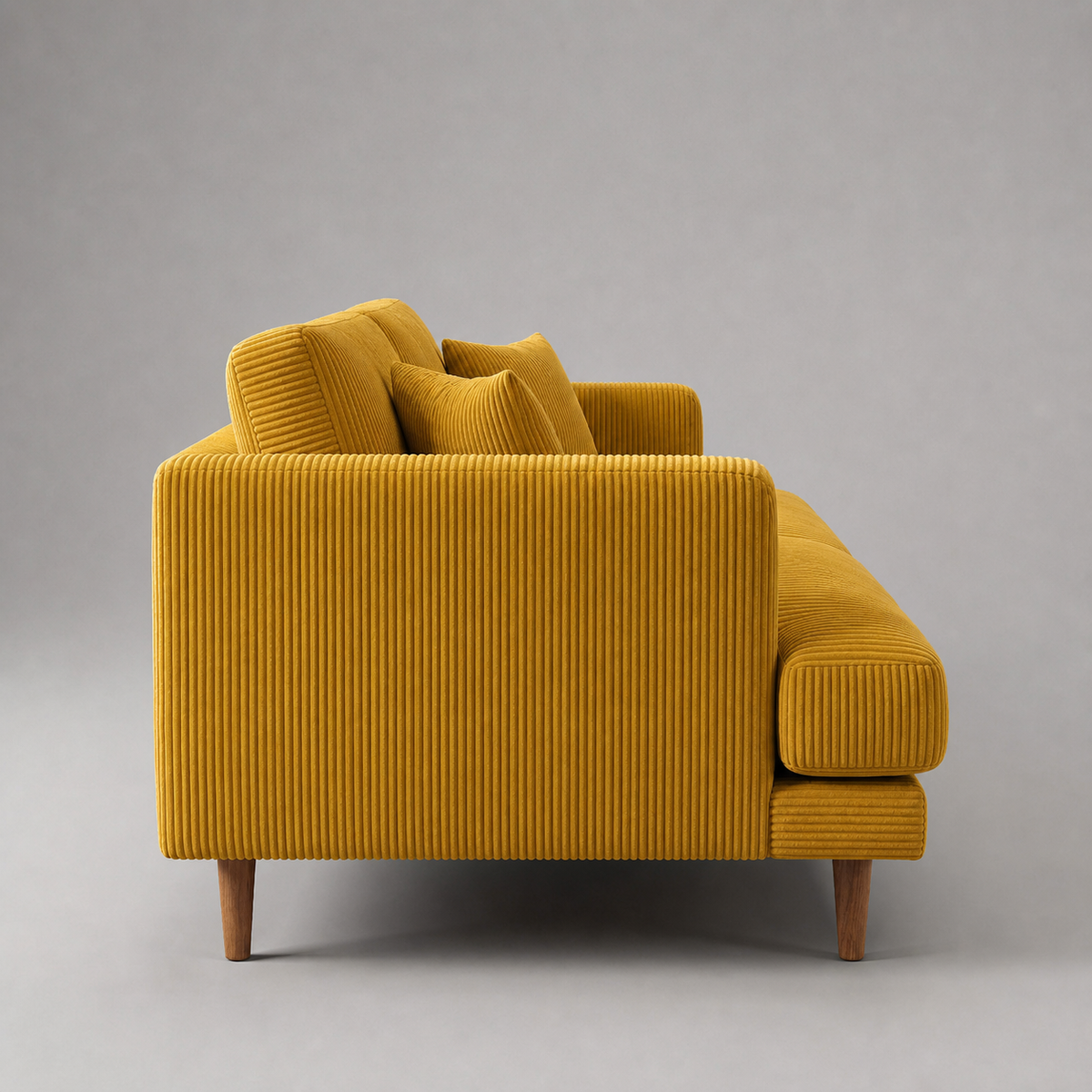 Meadow Chaise Lounge Mustard Corduroy - Side Profile View - Vibe Sofas Australia