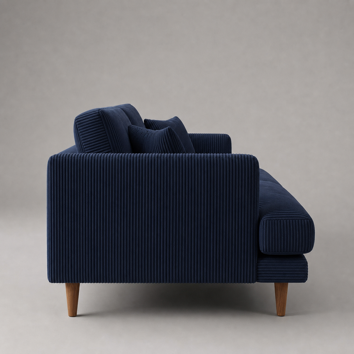 Meadow Chaise Lounge Navy Blue Corduroy - Side Profile View - Vibe Sofas Australia