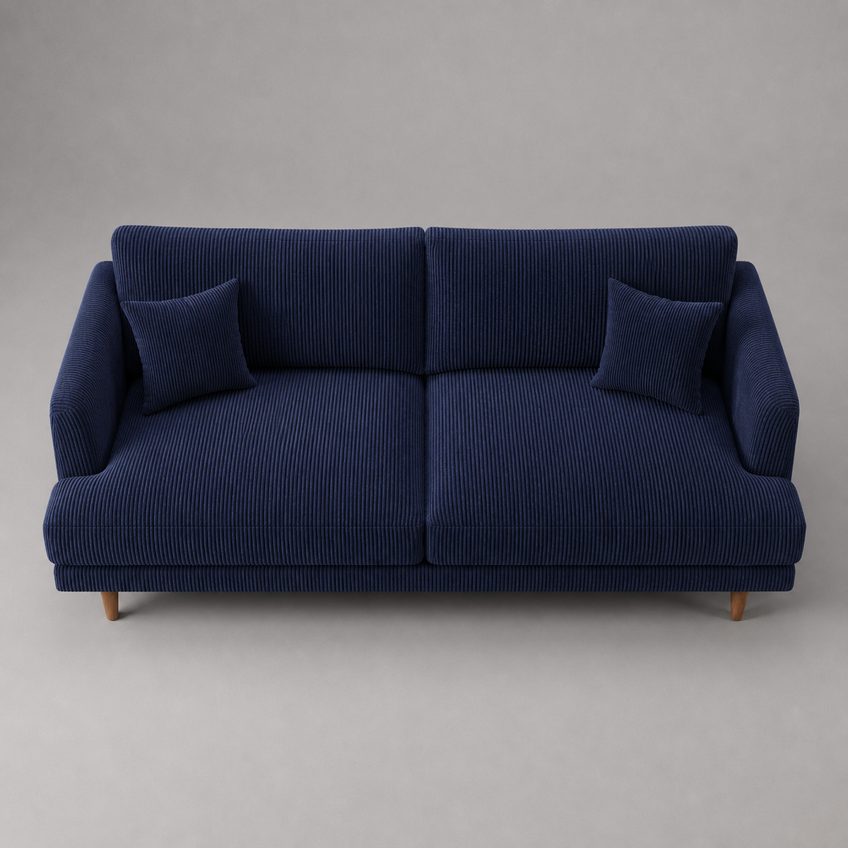 Meadow Chaise Lounge Navy Blue Corduroy - Elevated Front View - Vibe Sofas Australia