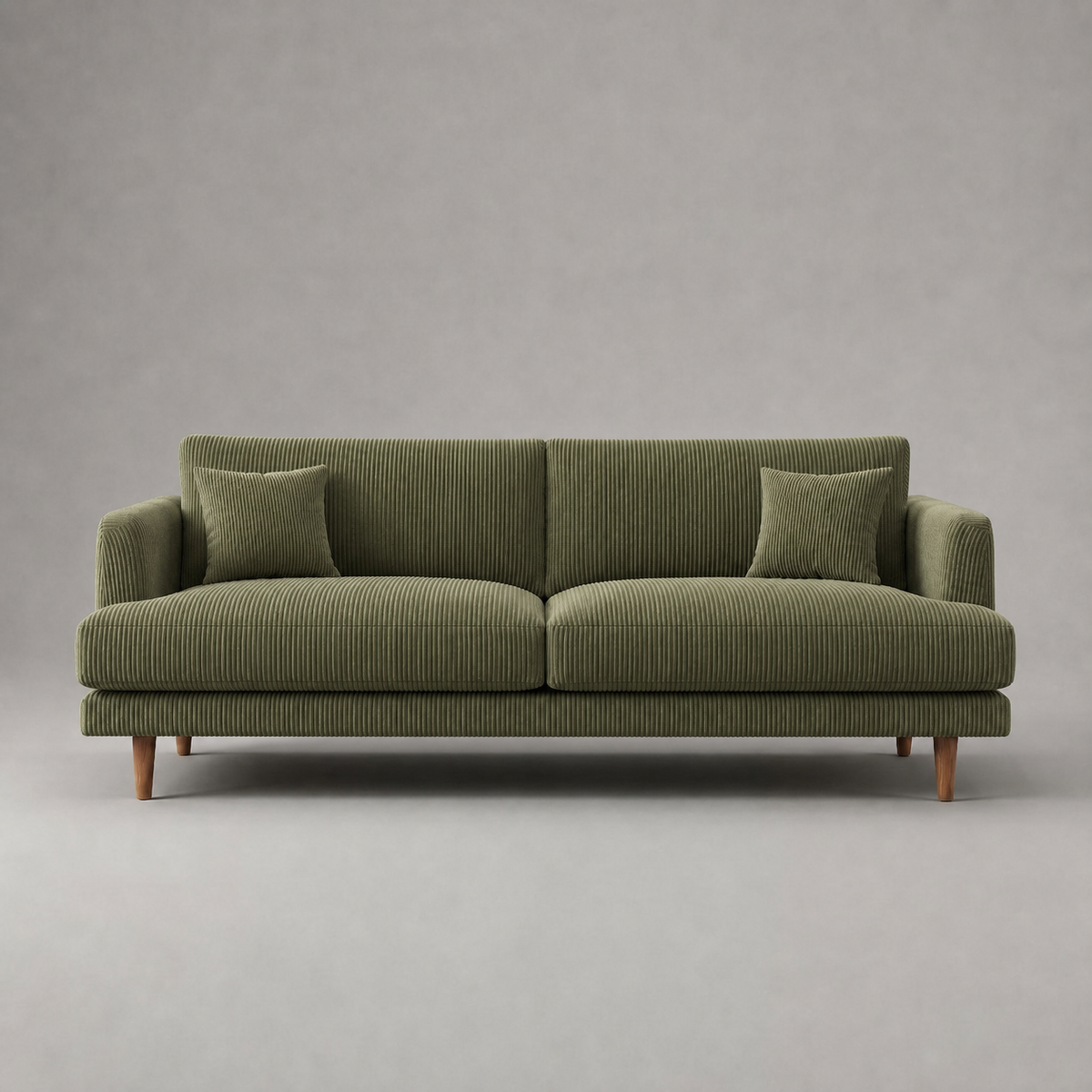 Meadow Chaise Lounge Olive Green Corduroy - Front View - Vibe Sofas Australia