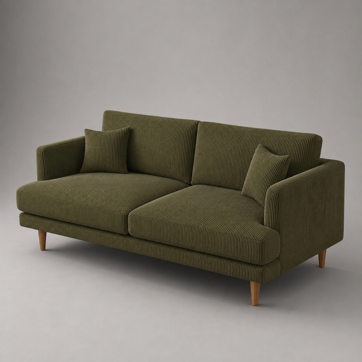Meadow Chaise Lounge Olive Green Corduroy - Alternate Three Quarter View - Vibe Sofas Australia