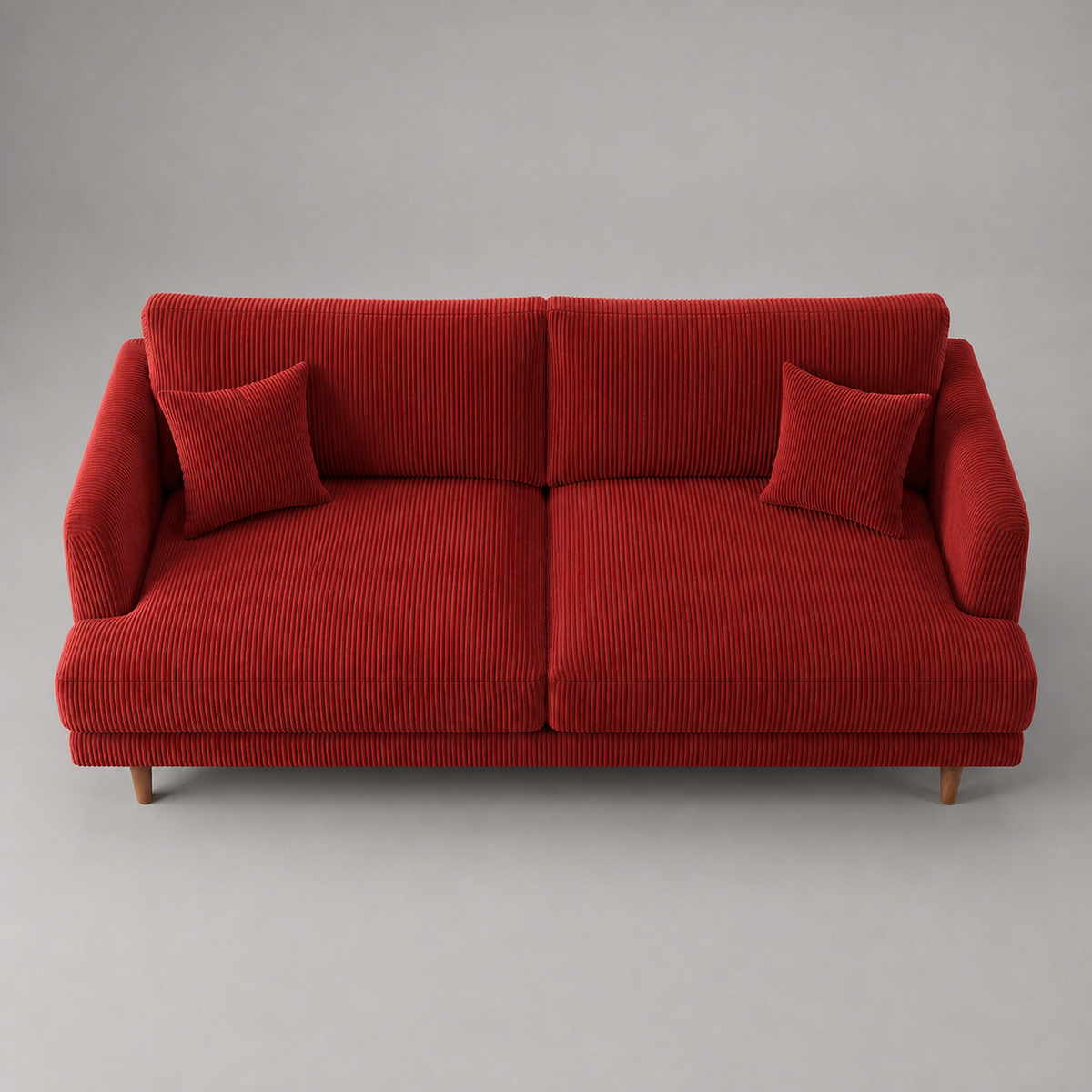 Meadow Chaise Lounge Samurai Red Corduroy - Elevated Front View - Vibe Sofas Australia