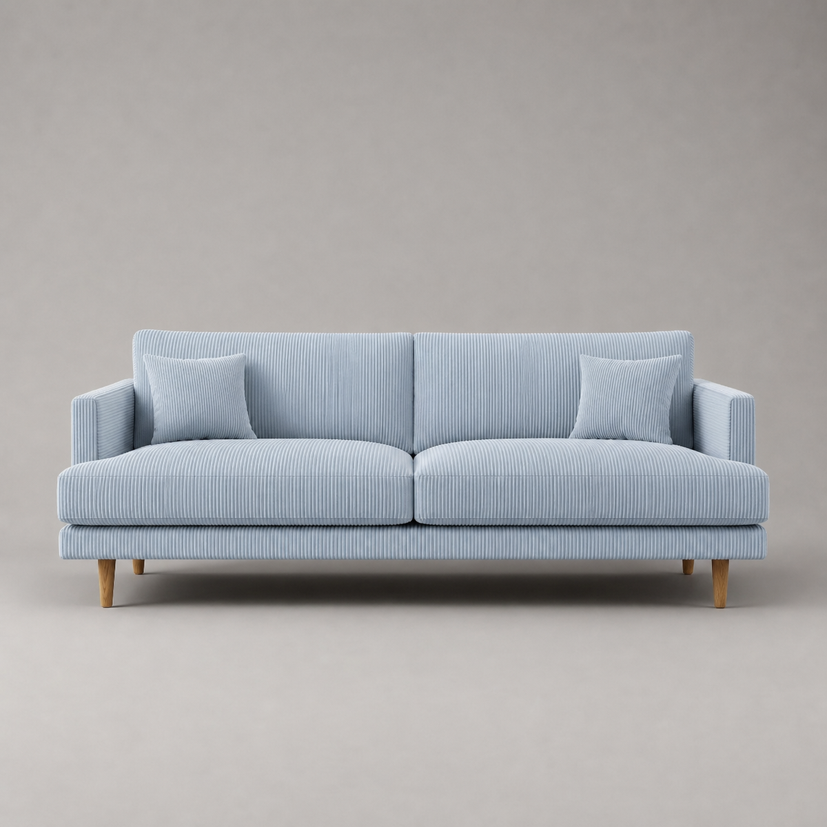 Meadow Sofa Baby Blue Corduroy - Front View - Vibe Sofas Australia