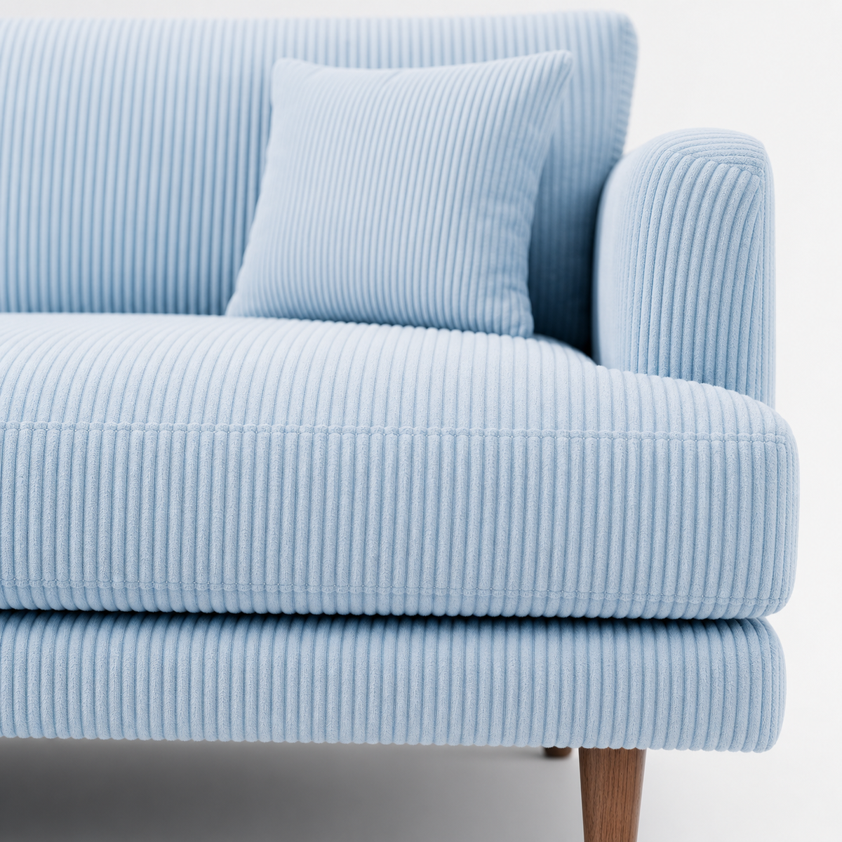 Meadow Sofa Baby Blue Corduroy - Detail Close-up - Vibe Sofas Australia