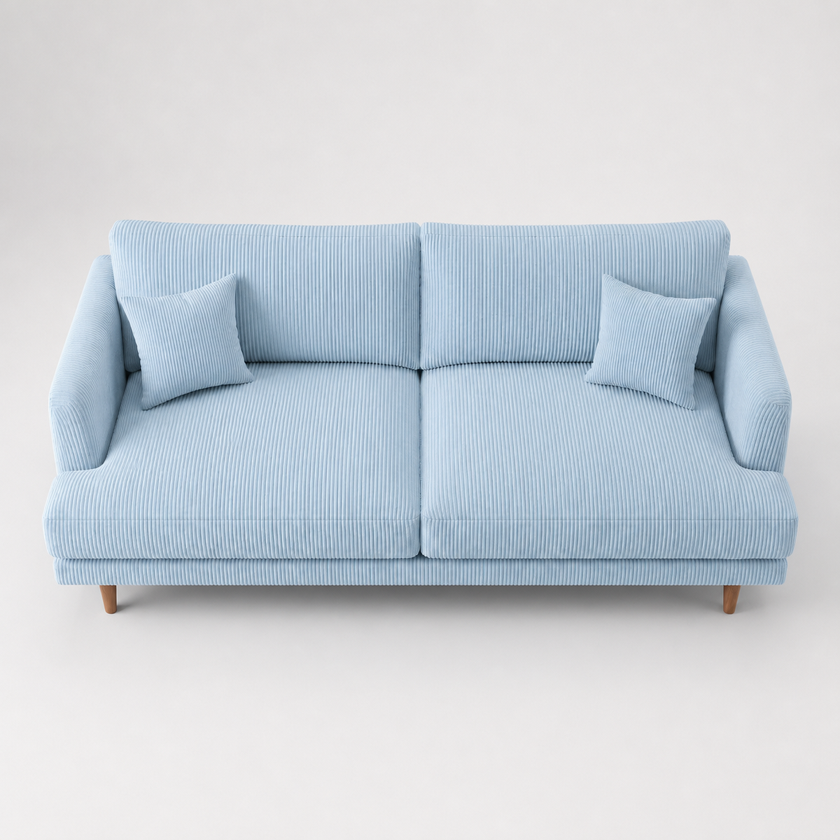 Meadow Sofa Baby Blue Corduroy - Elevated Front - Vibe Sofas Australia