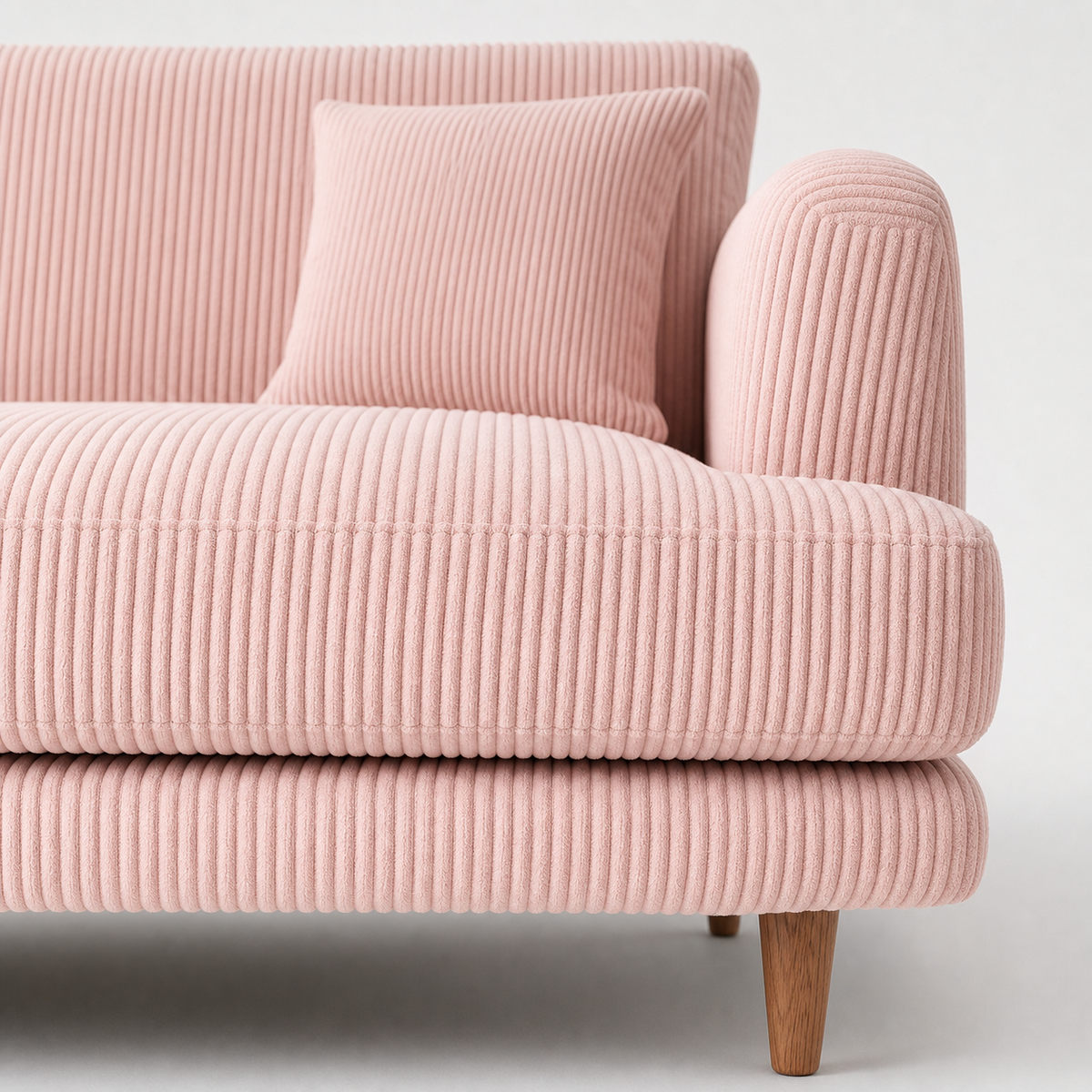 Meadow Sofa - Baby Pink Corduroy - Lifestyle Setting | Vibe Sofas Australia