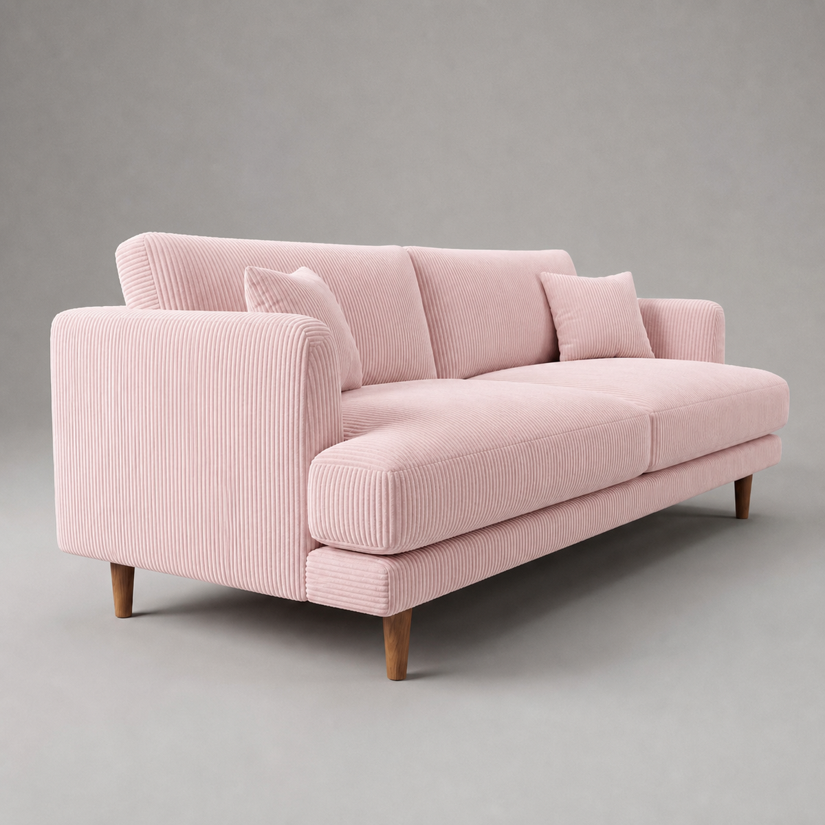 Meadow Chaise Lounge Baby Pink Corduroy - Sofa front view - Vibe Sofas Australia