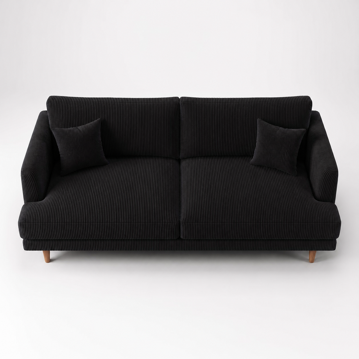 Meadow Sofa Bagira Black Corduroy - Elevated Front - Vibe Sofas Australia