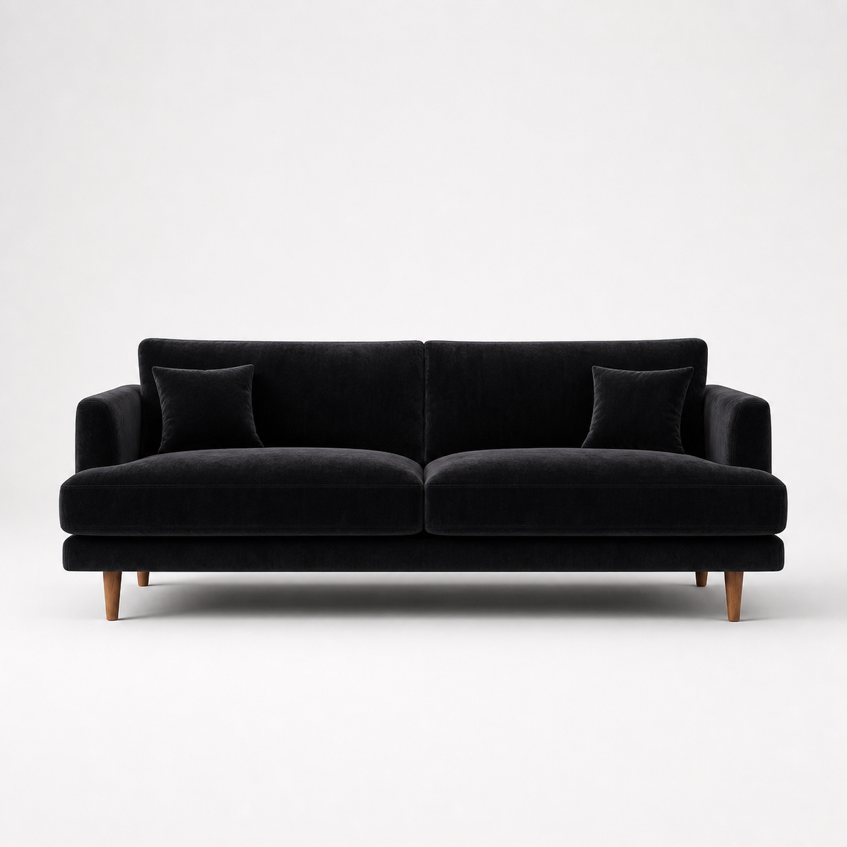 Meadow Sofa Black Velvet - Front View - Vibe Sofas Australia