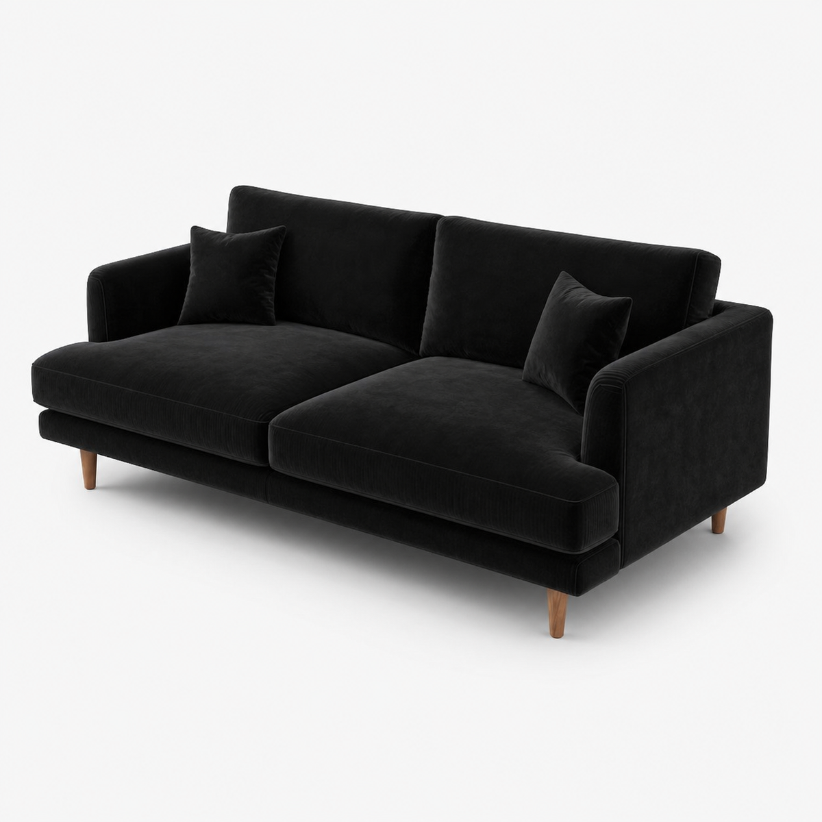 Meadow Sofa Black Velvet - Alternate Three-Quarter - Vibe Sofas Australia