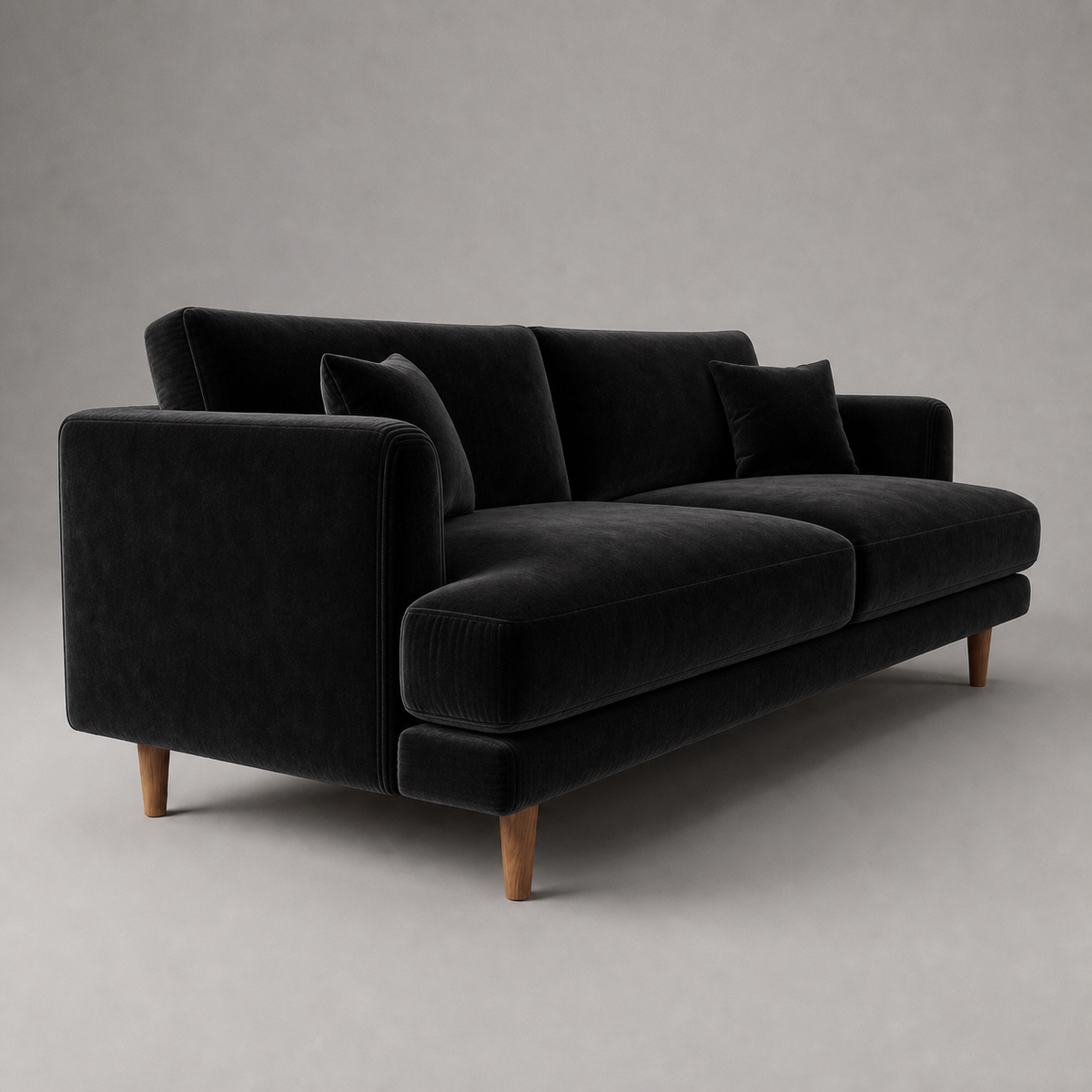 Meadow Chaise Lounge Black Velvet - Sofa front view - Vibe Sofas Australia
