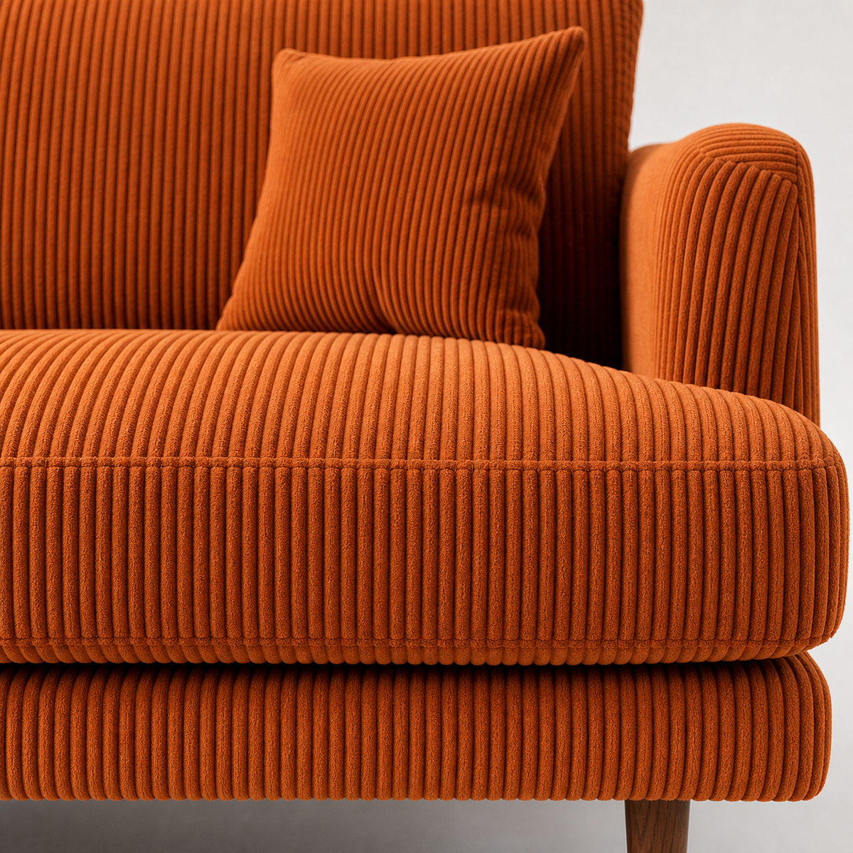 Meadow Sofa Burnt Orange Corduroy - Detail Close-up - Vibe Sofas Australia