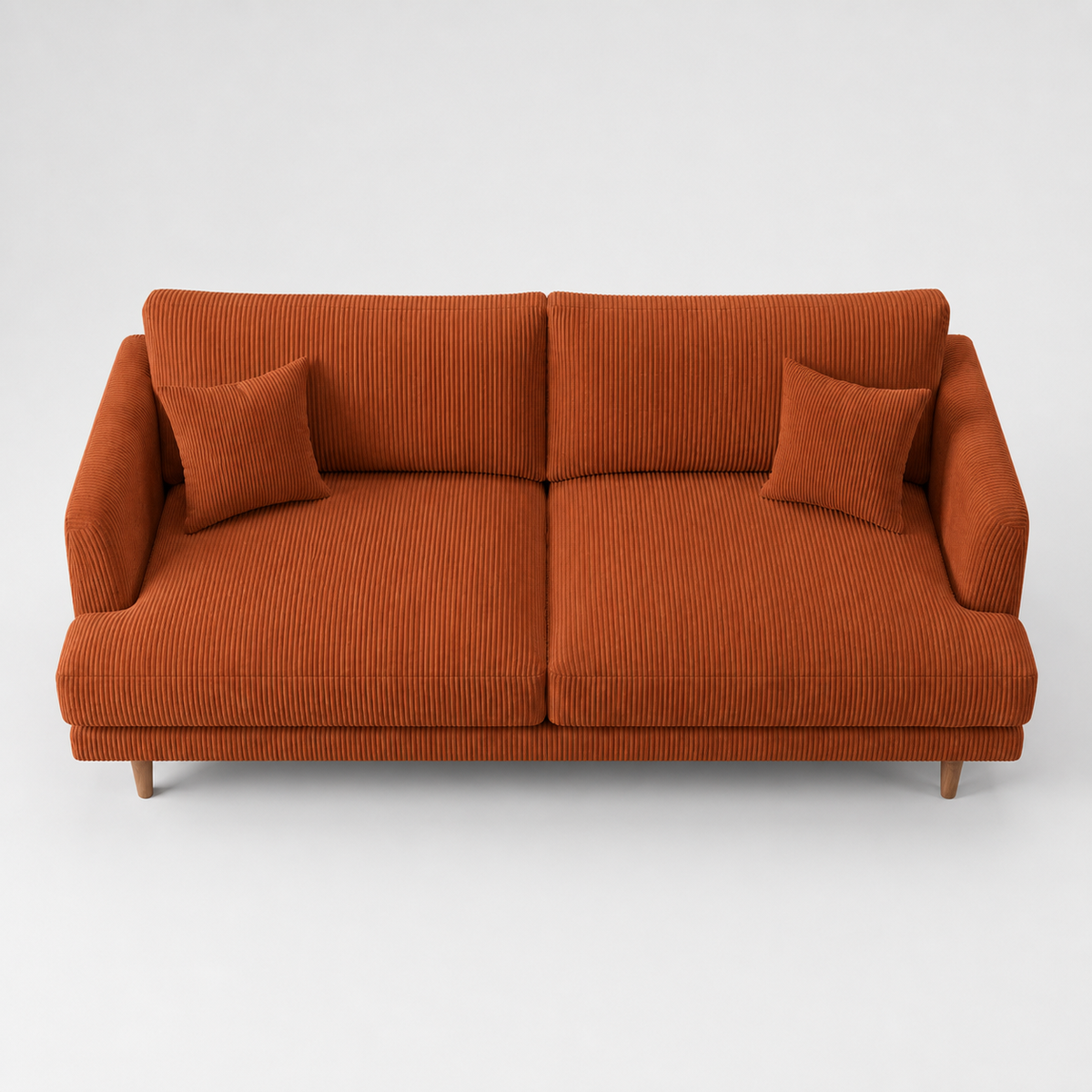 Meadow Sofa Burnt Orange Corduroy - Elevated Front - Vibe Sofas Australia