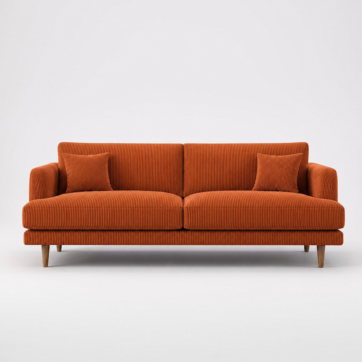 Meadow Sofa Burnt Orange Corduroy - Front View - Vibe Sofas Australia