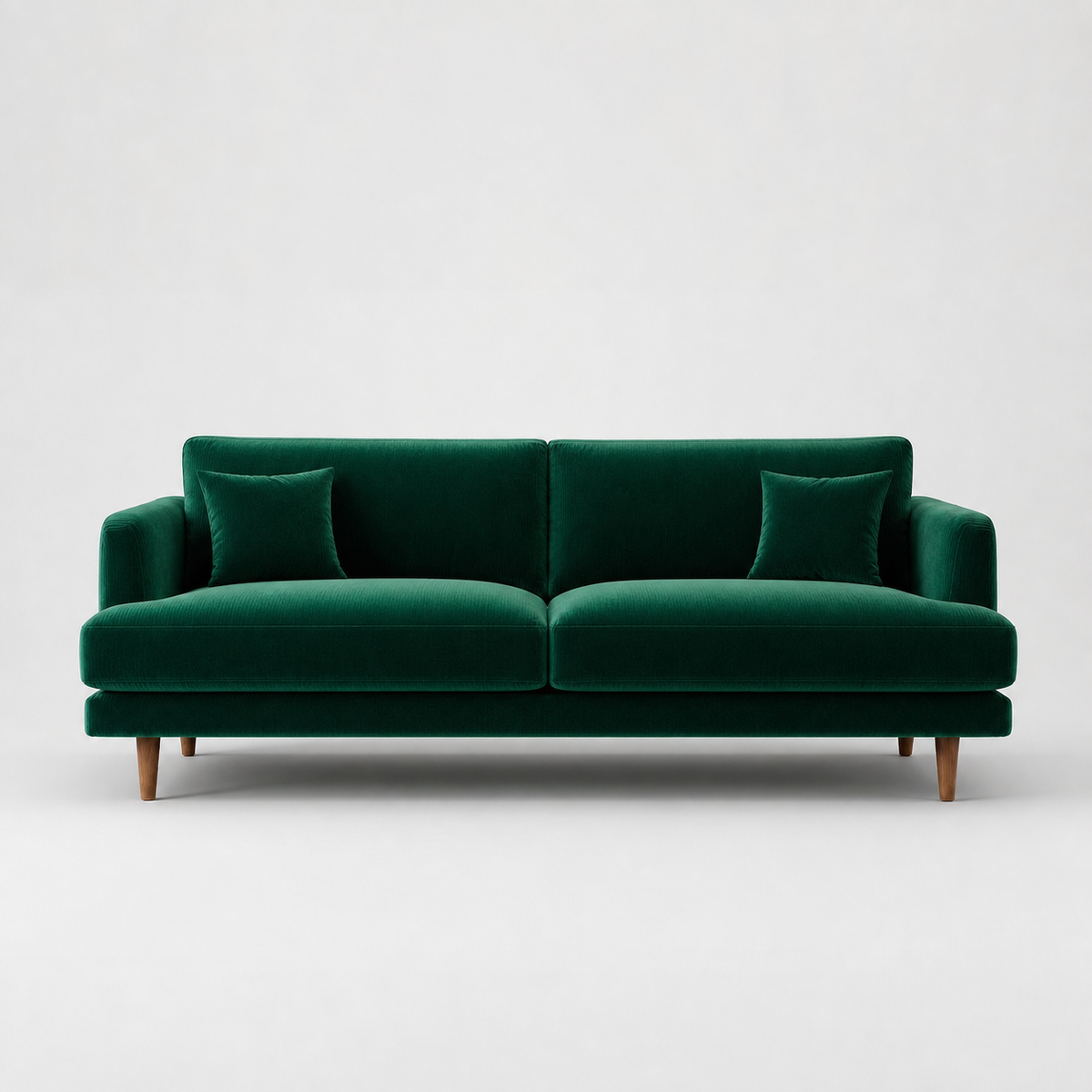 Meadow Sofa Emerald Green Velvet - Front View - Vibe Sofas Australia