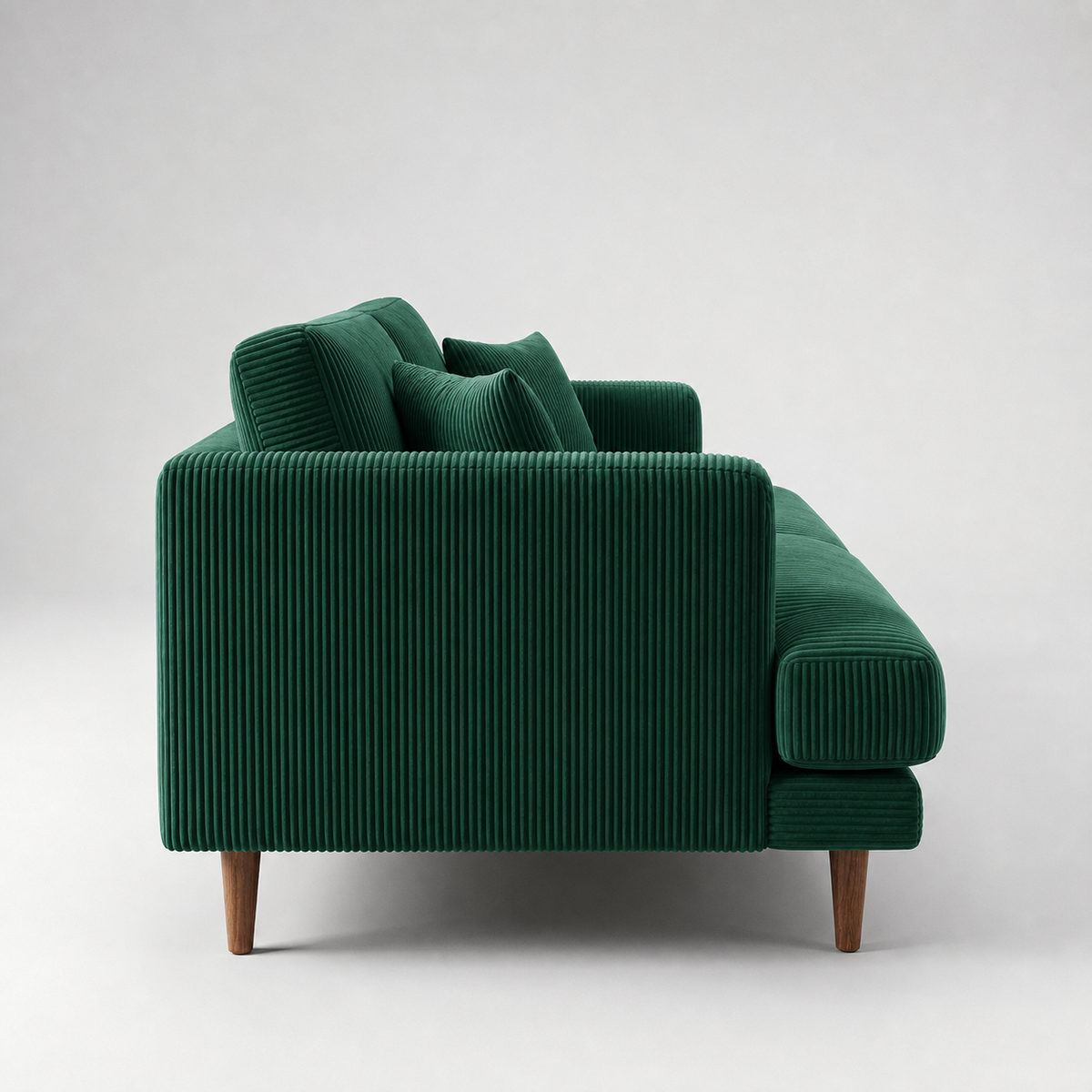 Meadow Sofa Emerald Green Velvet - Side Profile - Vibe Sofas Australia