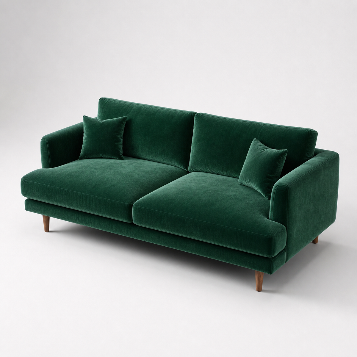 Meadow Sofa Emerald Green Velvet - Alternate Three-Quarter - Vibe Sofas Australia