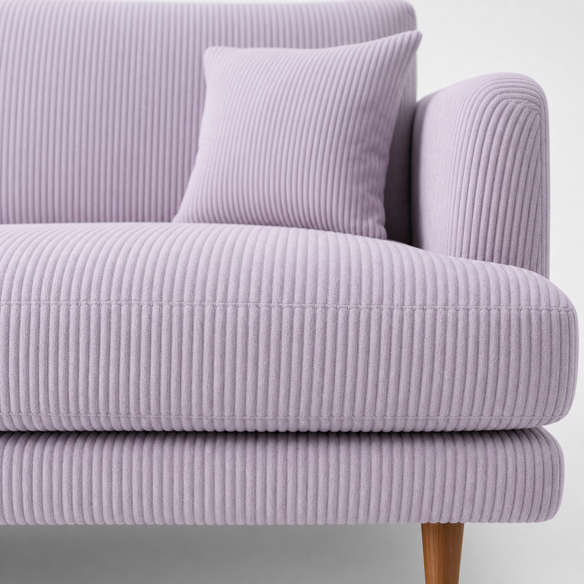 Meadow Sofa Lilac Corduroy - Detail Close-up - Vibe Sofas Australia