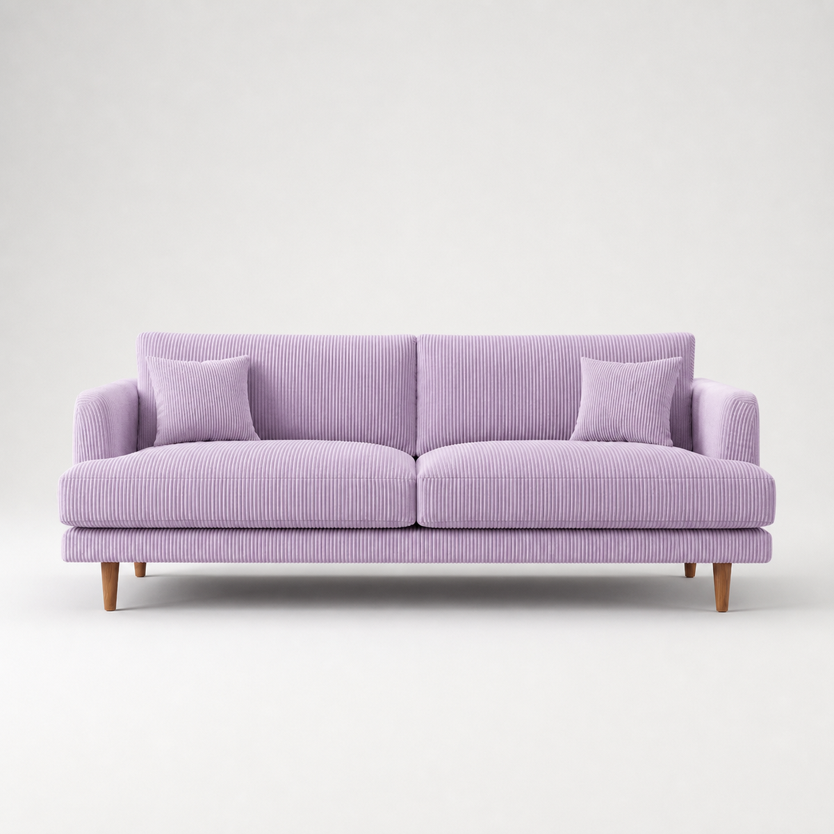 Meadow Sofa Lilac Corduroy - Front View - Vibe Sofas Australia