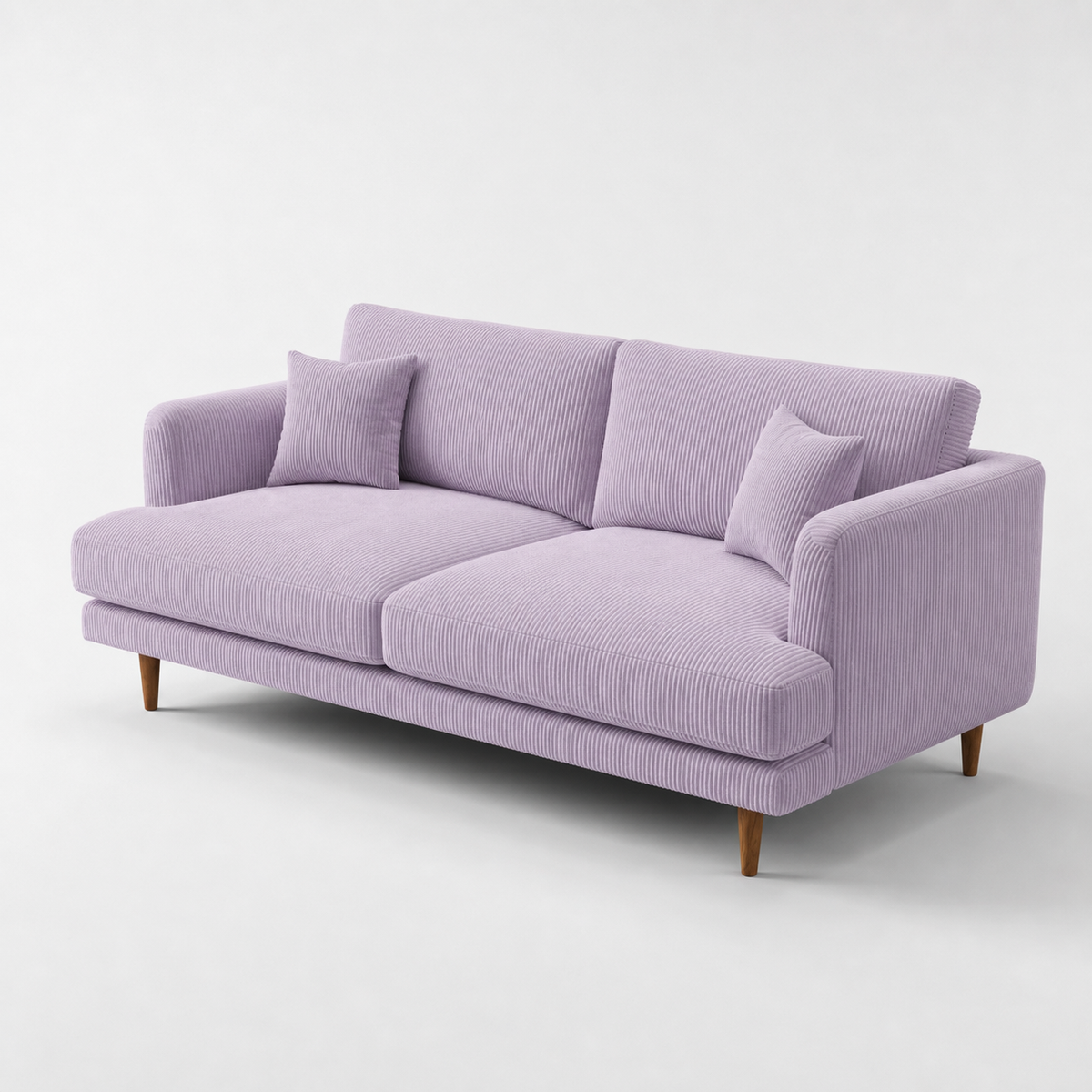 Meadow Sofa Lilac Corduroy - Alternate Three-Quarter - Vibe Sofas Australia