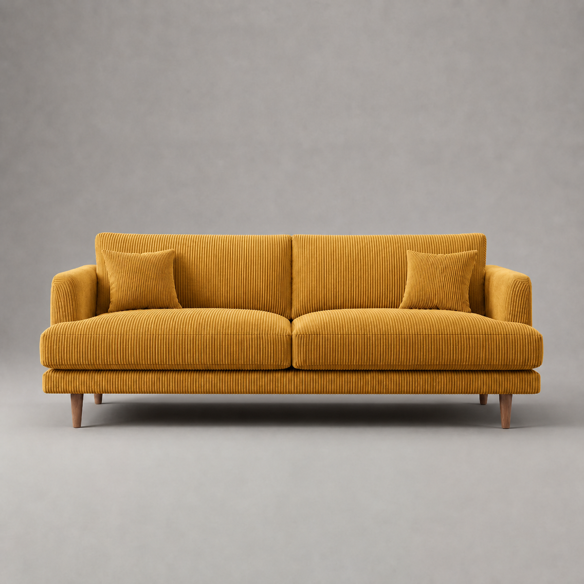 Meadow Sofa Mustard Corduroy - Front View - Vibe Sofas Australia