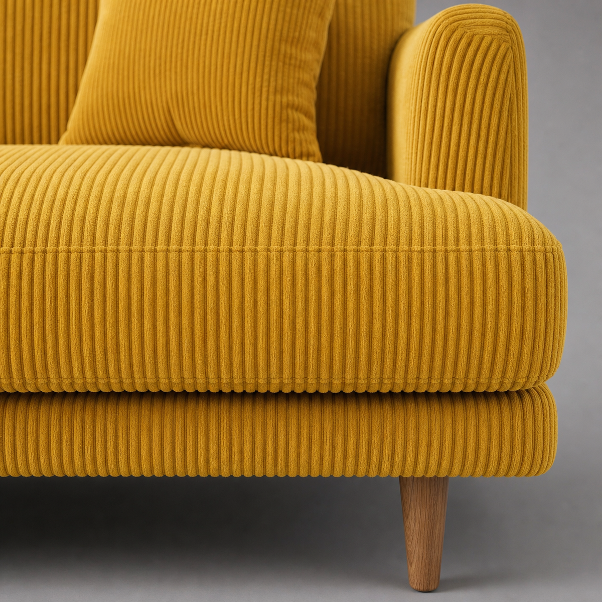 Meadow Sofa Mustard Corduroy - Detail Close-up - Vibe Sofas Australia