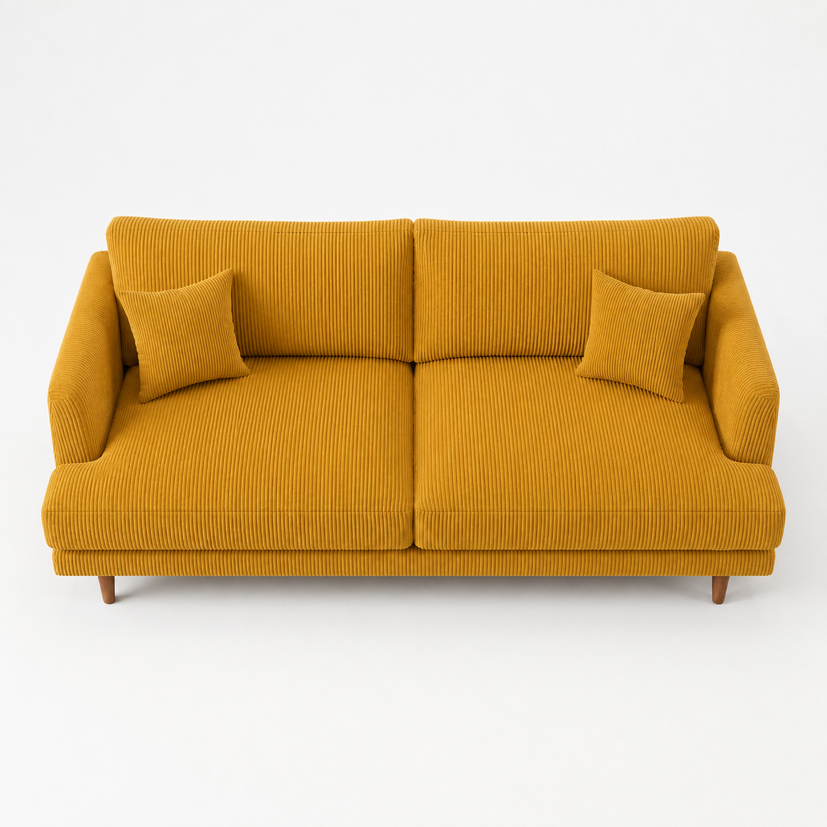 Meadow Sofa Mustard Corduroy - Elevated Front - Vibe Sofas Australia