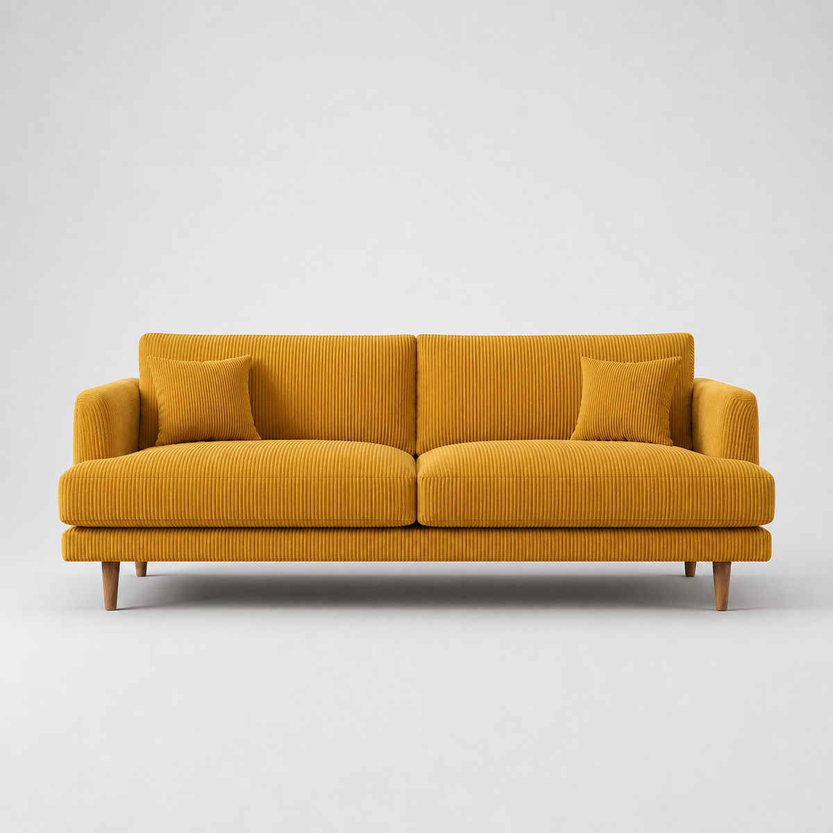 Meadow Sofa Mustard Corduroy - Front View - Vibe Sofas Australia
