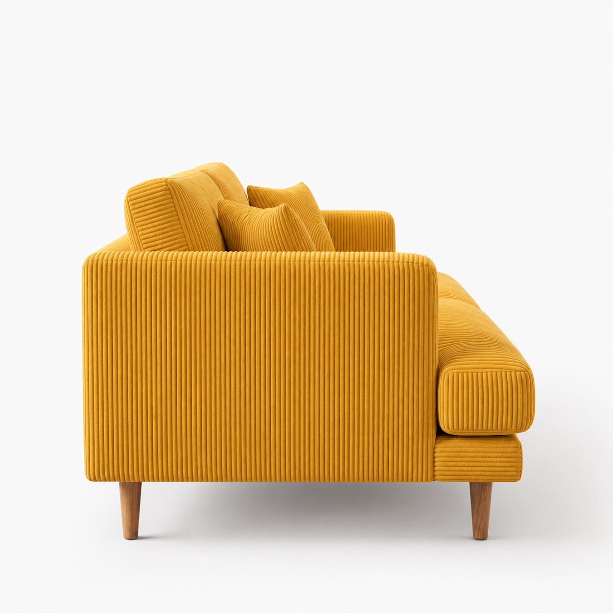 Meadow Sofa Mustard Corduroy - Side Profile - Vibe Sofas Australia