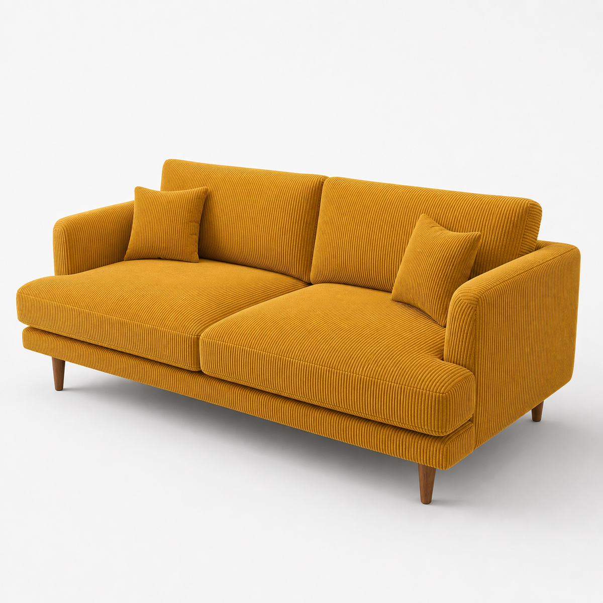 Meadow Sofa Mustard Corduroy - Alternate Three-Quarter - Vibe Sofas Australia