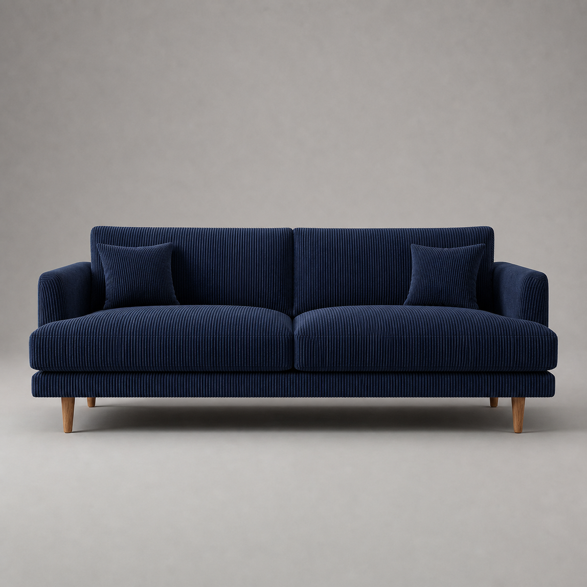 Meadow Sofa Navy Blue Corduroy - Front View - Vibe Sofas Australia