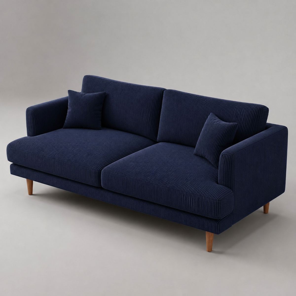 Meadow Sofa Navy Blue Corduroy - Alternate Three Quarter View - Vibe Sofas Australia