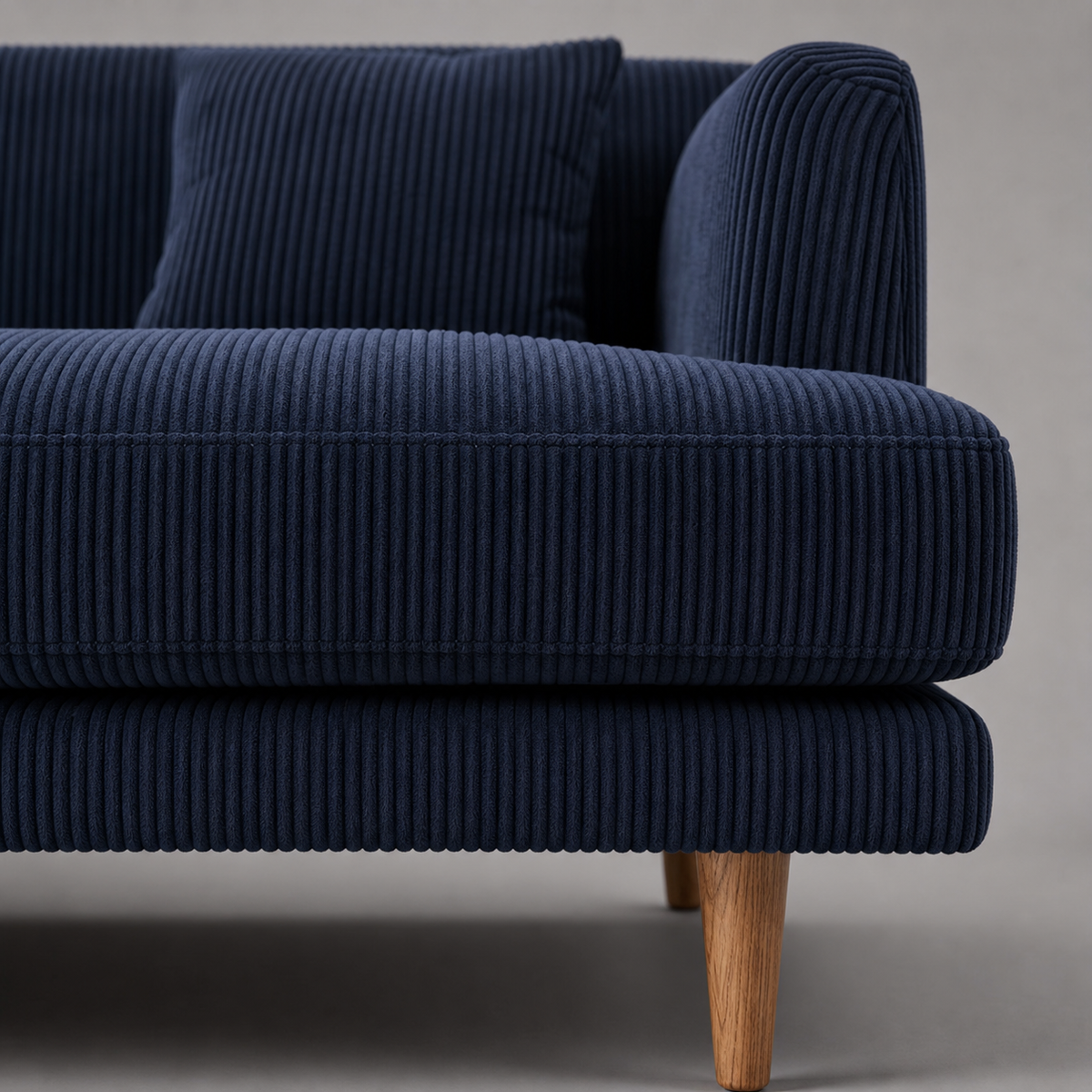 Meadow Sofa Navy Blue Corduroy - Detail Close-up - Vibe Sofas Australia