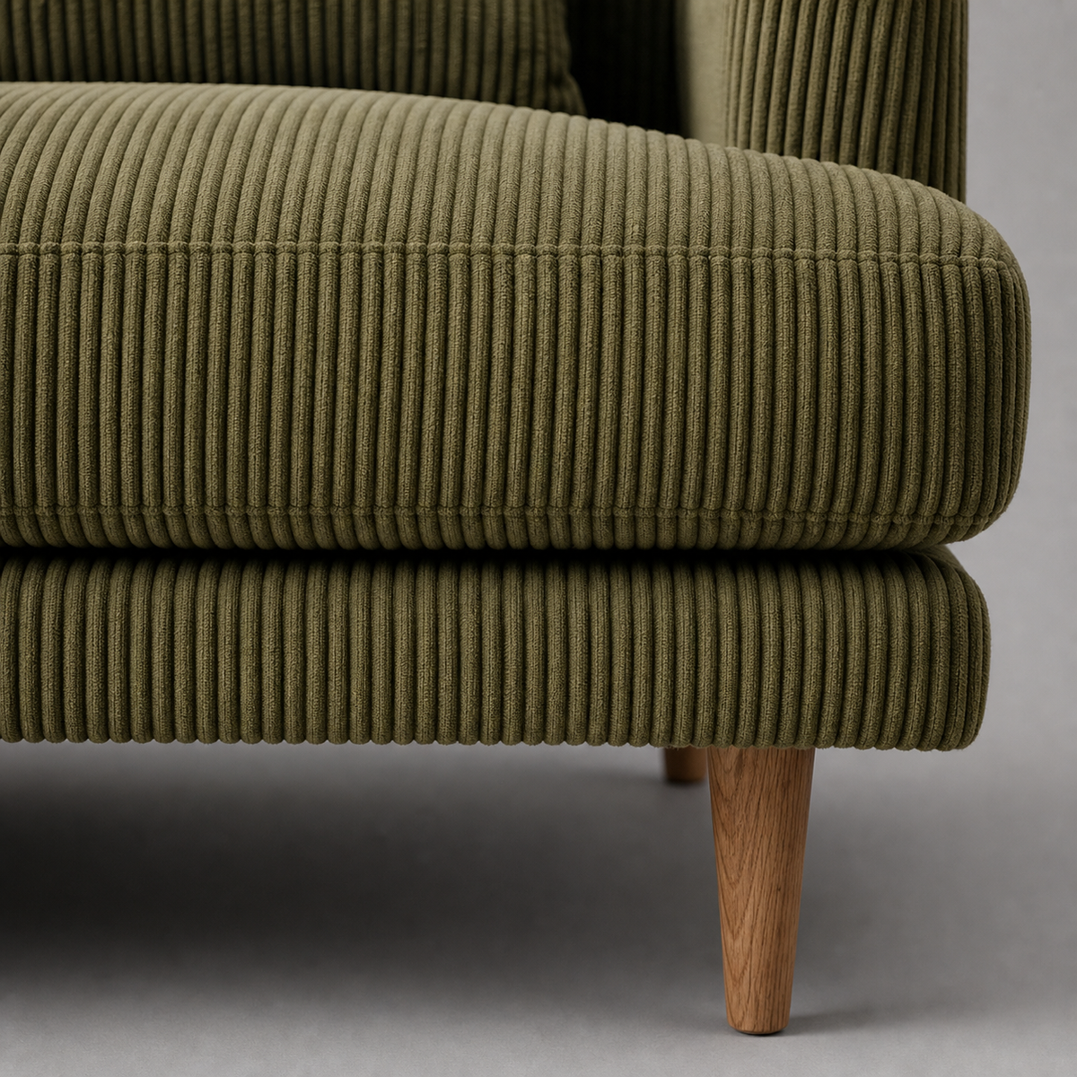 Meadow Sofa Olive Green Corduroy - Detail Close-up - Vibe Sofas Australia