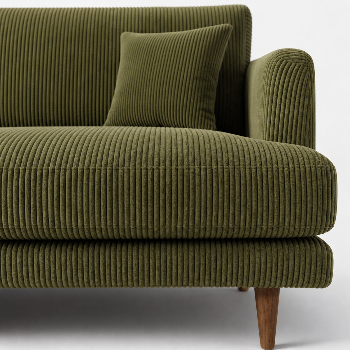 Meadow Sofa Olive Green Corduroy - Detail Close-up - Vibe Sofas Australia