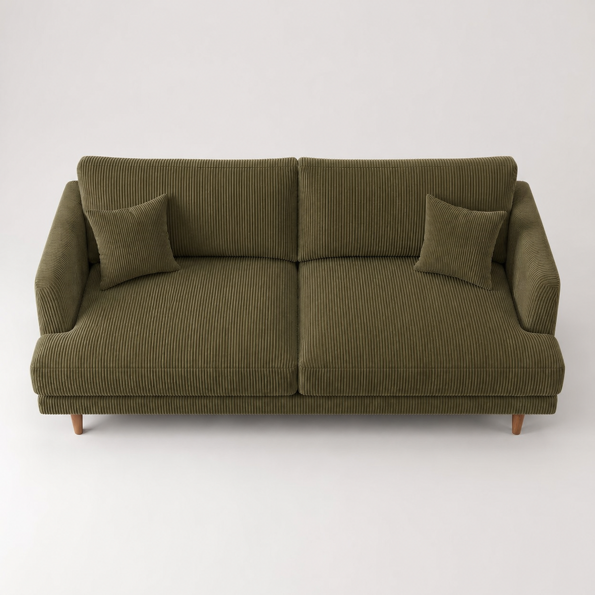 Meadow Sofa Olive Green Corduroy - Elevated Front - Vibe Sofas Australia