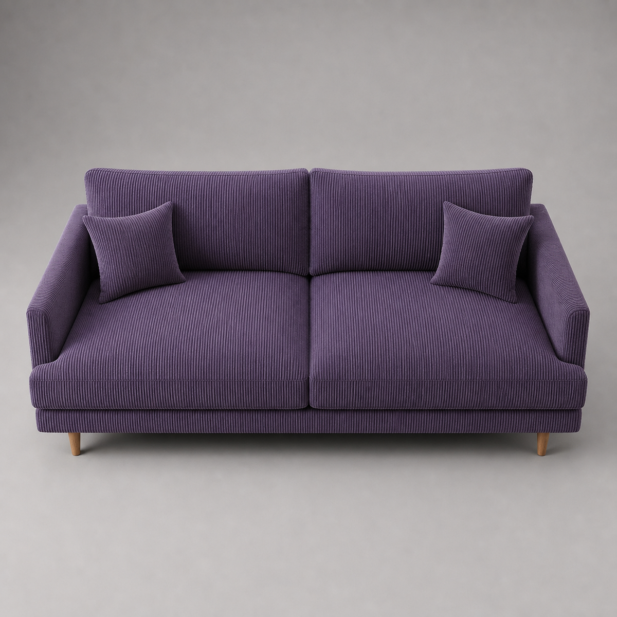 Meadow Sofa Purple Haze Corduroy - Elevated Front View - Vibe Sofas Australia