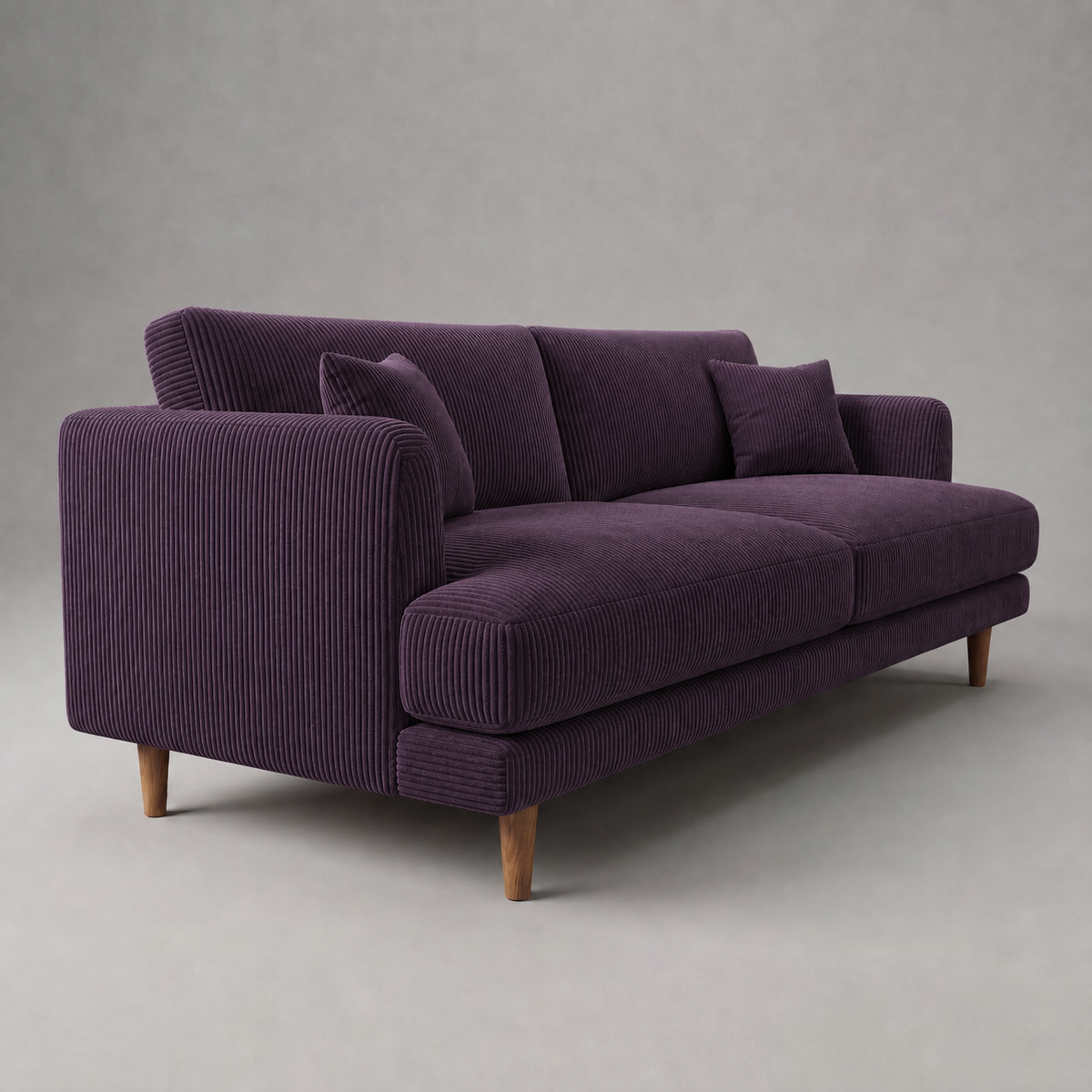 Meadow Sofa Purple Haze Corduroy - Three Quarter Front View - Vibe Sofas Australia