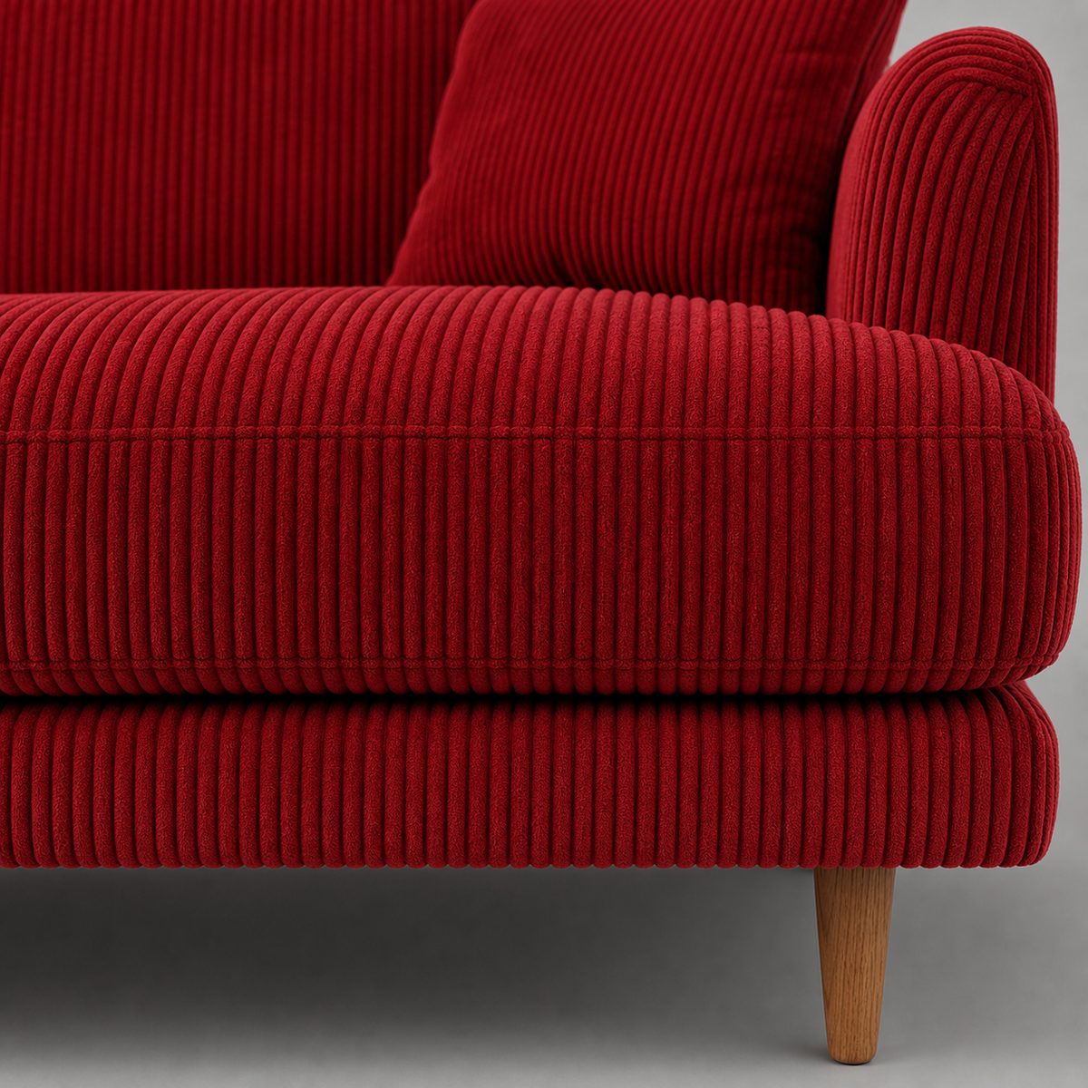 Meadow Sofa Samurai Red Corduroy - Detail Close-up - Vibe Sofas Australia