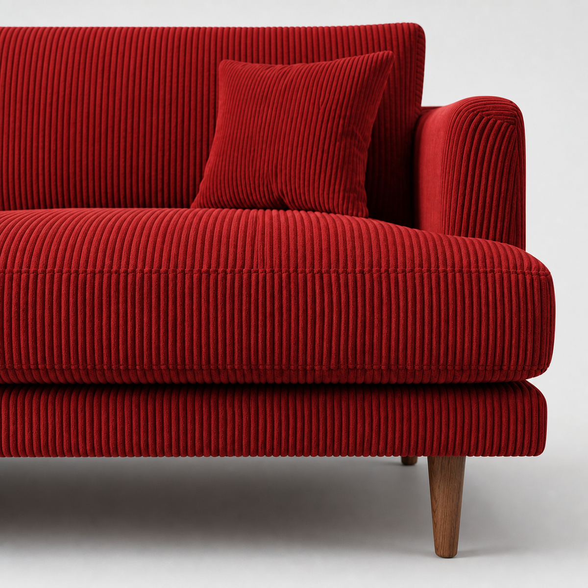 Meadow Sofa Samurai Red Corduroy - Detail Close-up - Vibe Sofas Australia
