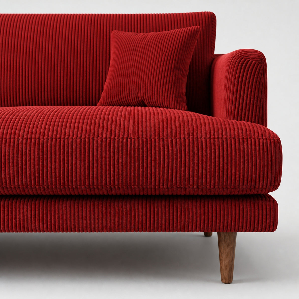 Meadow Sofa Samurai Red Corduroy - Front View - Vibe Sofas Australia
