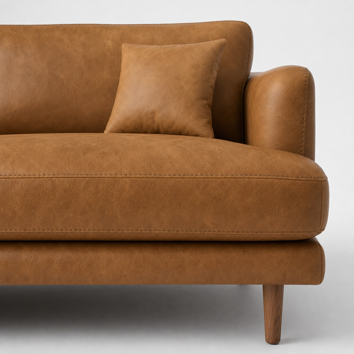Meadow Sofa Tan Leather - Detail Close-up - Vibe Sofas Australia