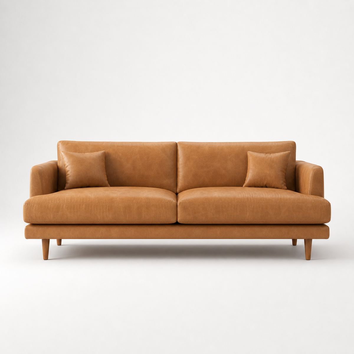 Meadow Sofa Tan Leather - Front View - Vibe Sofas Australia