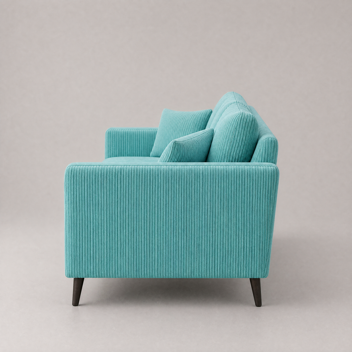 Monroe Sofa - Aqua Corduroy - Side Profile