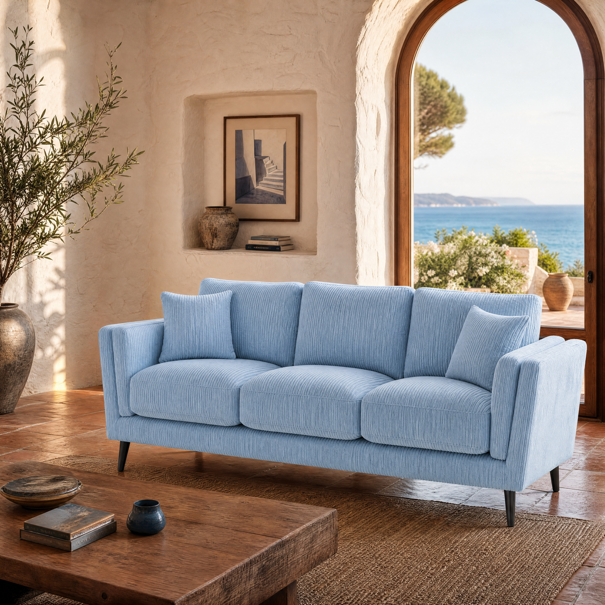 Monroe Sofa - Baby Blue Corduroy - Lifestyle 2